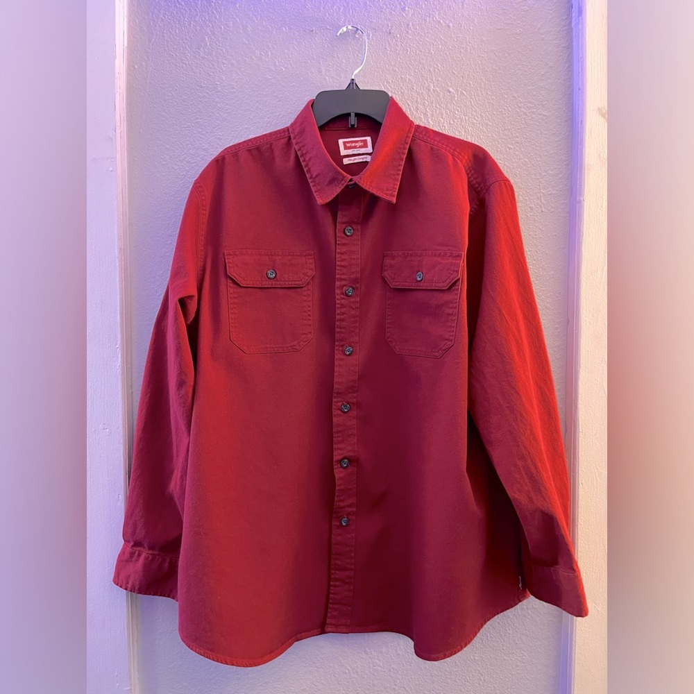 Wrangler Long Sleeve Button Up Shirt XL - Red